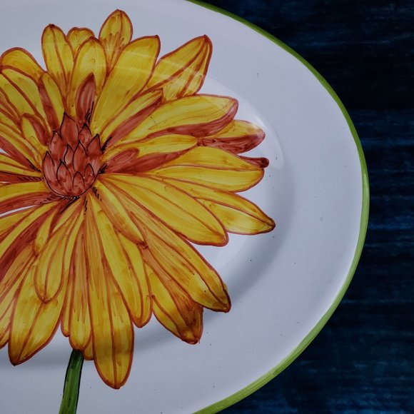 Flower Power Mariposa By Jilly Walsh Orange Zinnia Oval Serving Platter - Picture 6 of 9